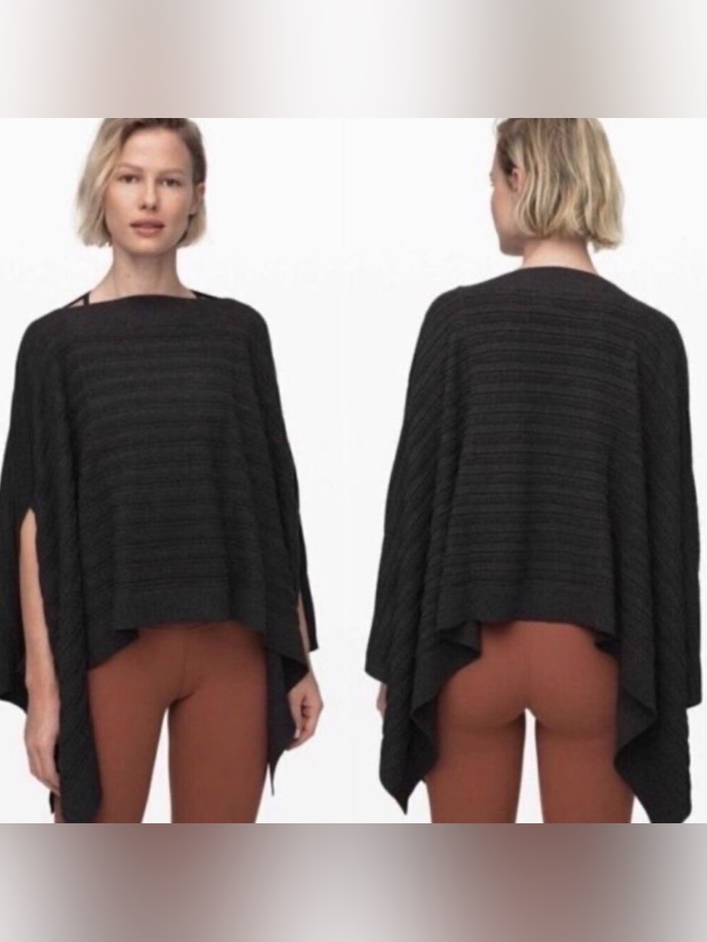 Lululemon Forward Flow Poncho Dark Gray Yak Wool Blend Knit Wrap, One Size, OS